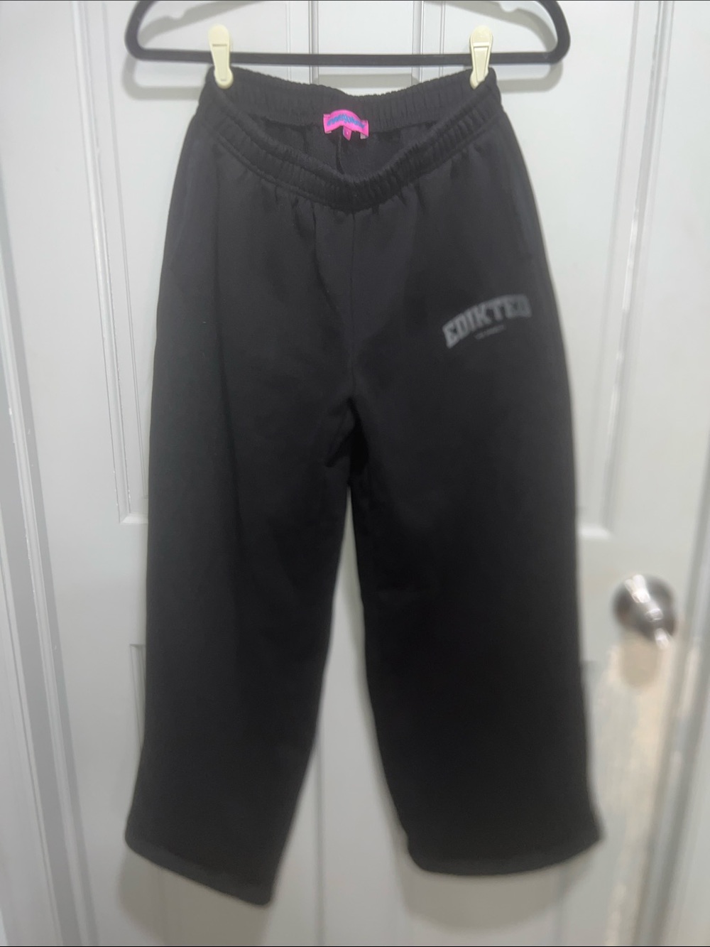 Edikted Wide Leg Black Sweatpants